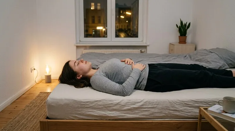 Patient liegt erholt im Bett nach Operation — Schlaf nach OP