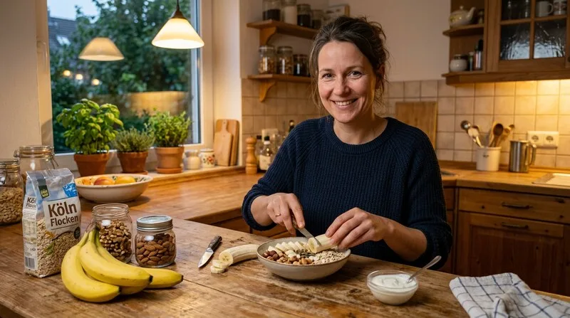 Illustration Darm-Hirn-Achse — Mikrobiom beeinflusst Schlaf über Serotonin und GABA