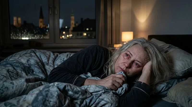 Patient mit Elektroden im Schlaflabor — Polysomnographie EEG Messung Ablauf