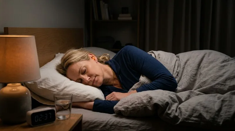 Schwangere Frau schläft seitlich — Schwangerschaft und Schlafqualität