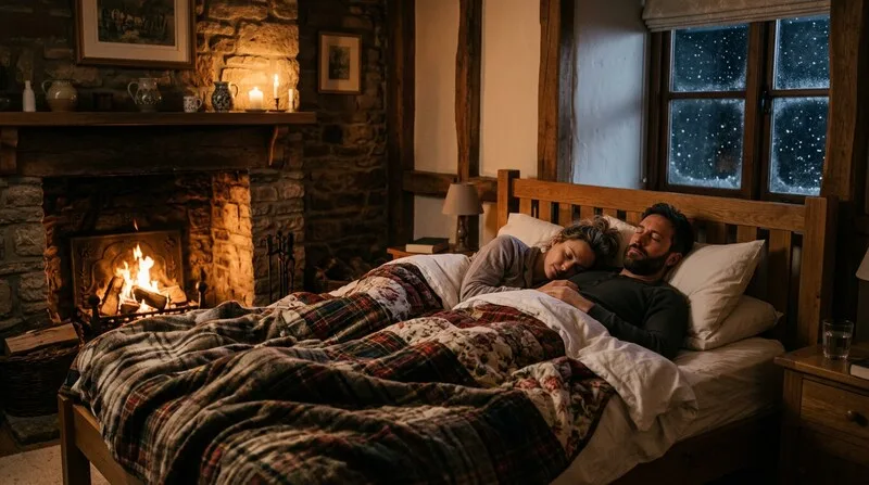 Frau liegt ruhig im Tiefschlaf in der Nacht