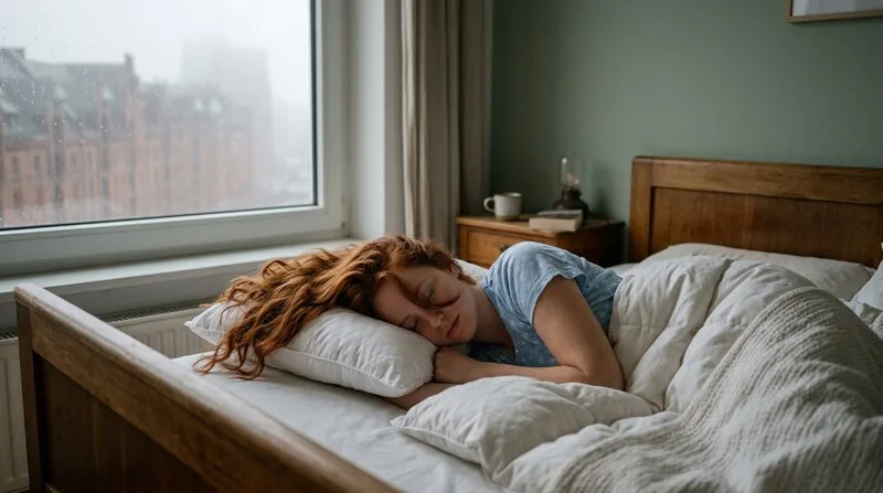 Teenager schläft morgens mit Handy neben dem Bett — Social Jetlag Pubertät